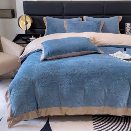 91家纺网 家纺一手货源 找家纺 （总）KA 2025冬季宽边雕花牛奶绒四件套