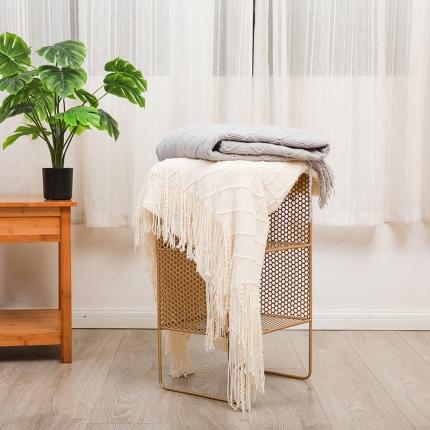 坦客毯业 2023新款办公室空调毯飘窗毯夏季午睡毯小毛毯 米白