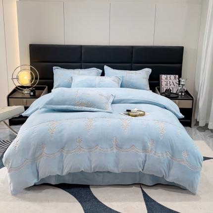 星尚 2023新款全消光牛奶绒230g四件套-梦境梦境-婴儿蓝