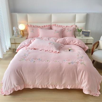 星尚 2023新款全消光230g牛奶绒四件套-花期如梦樱花粉