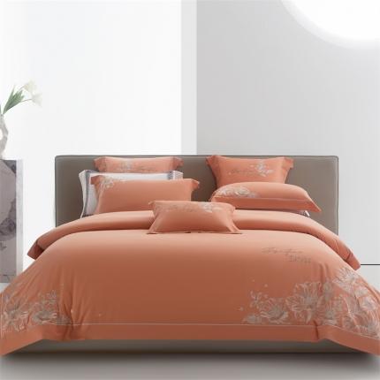 91家纺网 家纺一手货源 找家纺 高大尚 2023新款秋冬长绒棉磨毛四件套-奥菲 奥菲-爱玛橙