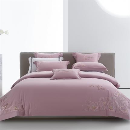 91家纺网 家纺一手货源 找家纺 高大尚 2023新款秋冬长绒棉磨毛四件套-奥菲 奥菲-落樱粉