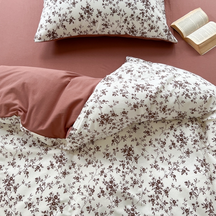 91家纺网 家纺一手货源 找家纺 柚子 2023新款全棉针织印花四件套 梅林春晓