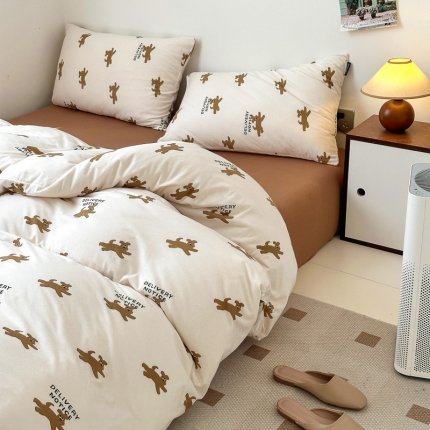 91家纺网 家纺一手货源 找家纺 （总）九花鹿2024活性印花全棉A类针织棉四件套