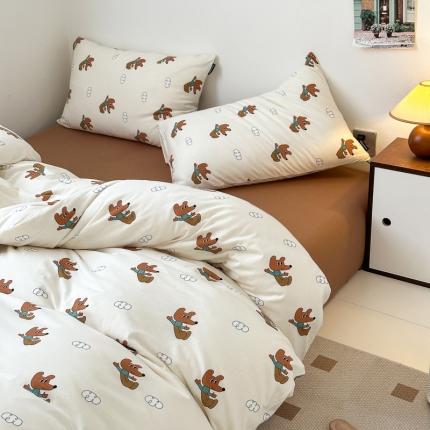 91家纺网 家纺一手货源 找家纺 （总）九花鹿2024活性印花全棉A类针织棉四件套