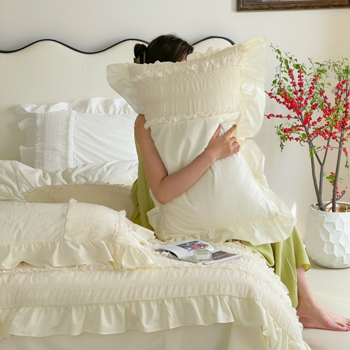 91家纺网 家纺一手货源 找家纺 （总）玛奇朵2023全棉有氧精梳水洗棉弹力雪纺纱-伊丽莎白系列四件套