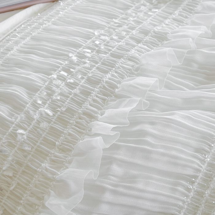 91家纺网 家纺一手货源 找家纺 玛奇朵全棉有氧精梳水洗棉弹力雪纺纱-伊丽莎白系列四件套 伊丽莎白-白