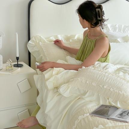 玛奇朵全棉有氧精梳水洗棉弹力雪纺纱-伊丽莎白系列四件套 伊丽莎白-奶杏