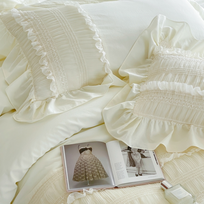 91家纺网 家纺一手货源 找家纺 玛奇朵全棉有氧精梳水洗棉弹力雪纺纱-伊丽莎白系列四件套 伊丽莎白-奶杏