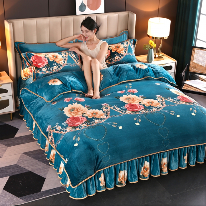 91家纺网 家纺一手货源 找家纺 莱凯家纺 2023新款牛奶绒轻奢四件套【七斤】花韵柔情