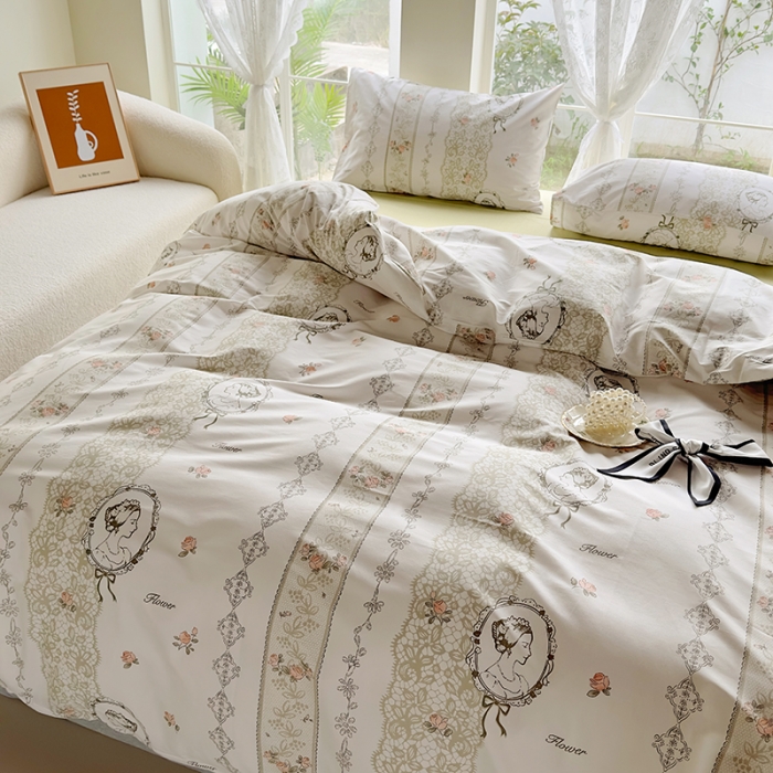 91家纺网 家纺一手货源 找家纺 怡家居 2023新款全棉四件套7月新花色 浪漫恋人