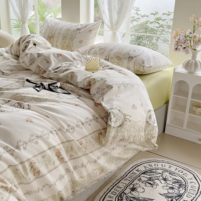 91家纺网 家纺一手货源 找家纺 怡家居 2023新款全棉四件套7月新花色 浪漫恋人