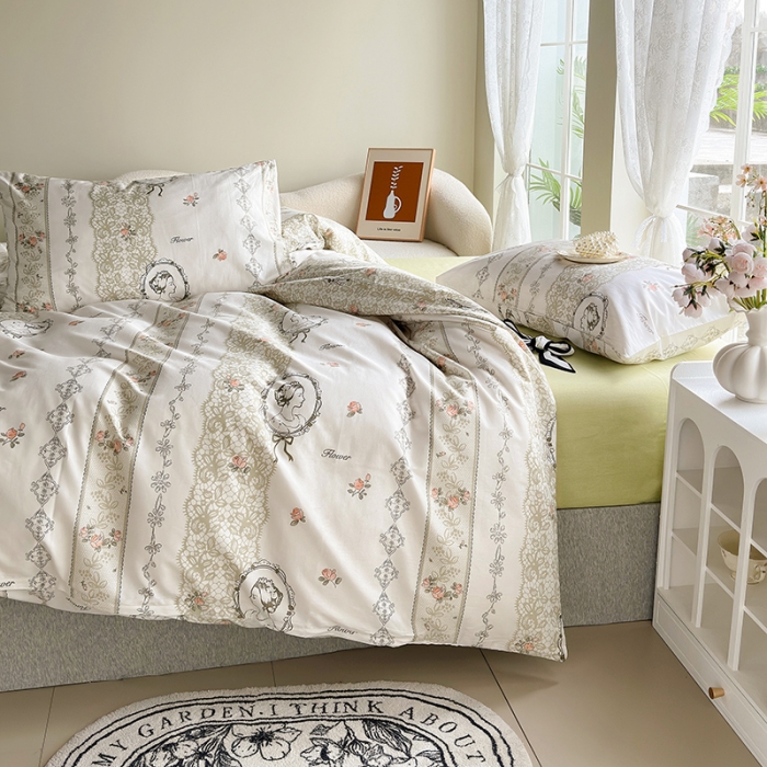 91家纺网 家纺一手货源 找家纺 怡家居 2023新款全棉四件套7月新花色 浪漫恋人