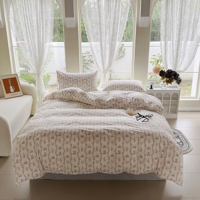 91家纺网 家纺一手货源 找家纺 怡家居 2023新款全棉四件套7月新花色 暖时光