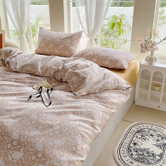 91家纺网 家纺一手货源 找家纺 怡家居 2023新款全棉四件套7月新花色 秋兔