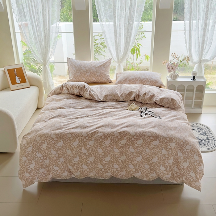 91家纺网 家纺一手货源 找家纺 怡家居 2023新款全棉四件套7月新花色 秋兔