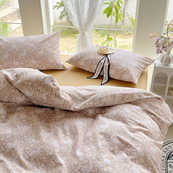 91家纺网 家纺一手货源 找家纺 怡家居 2023新款全棉四件套7月新花色 秋兔