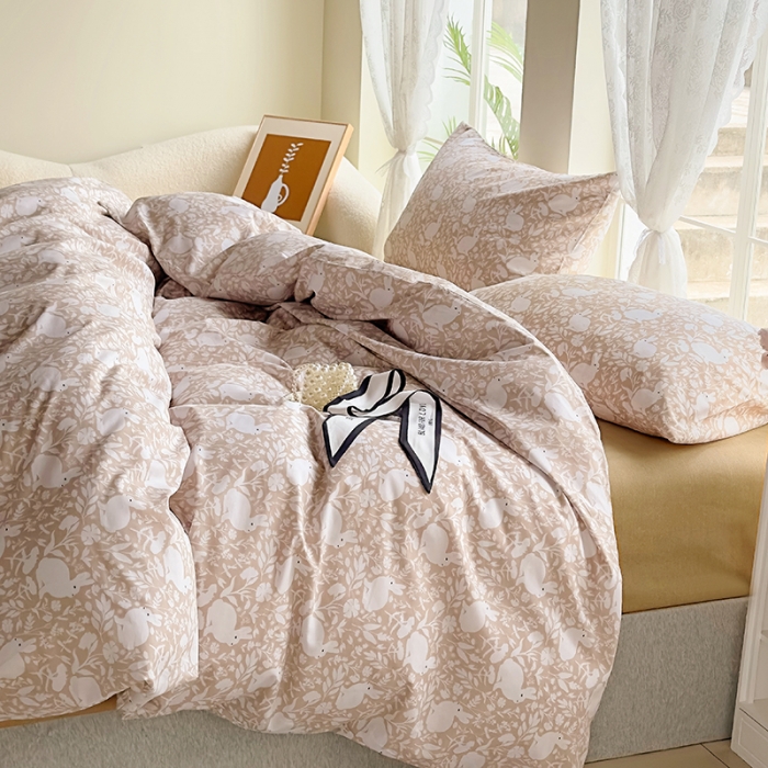 91家纺网 家纺一手货源 找家纺 怡家居 2023新款全棉四件套7月新花色 秋兔