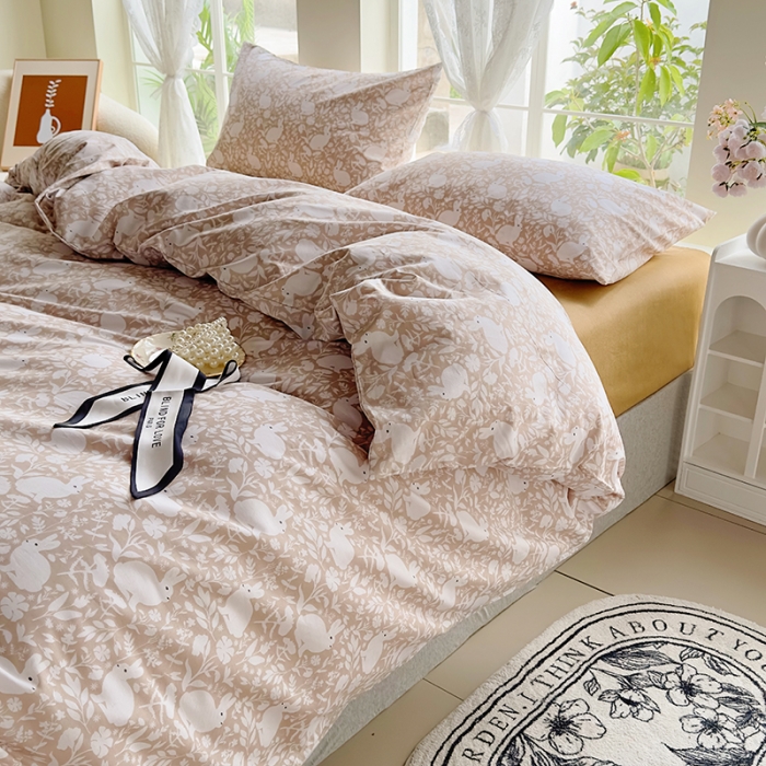 91家纺网 家纺一手货源 找家纺 怡家居 2023新款全棉四件套7月新花色 秋兔