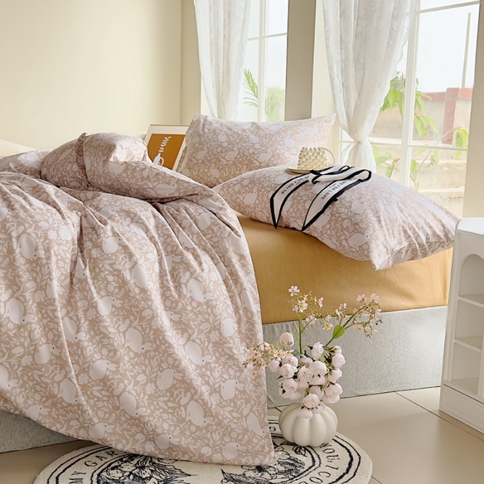 91家纺网 家纺一手货源 找家纺 怡家居 2023新款全棉四件套7月新花色 秋兔