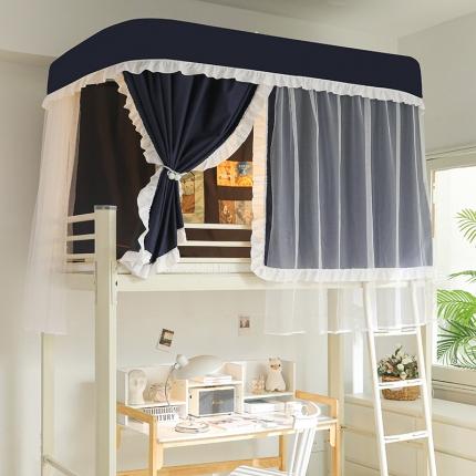 91家纺网 家纺一手货源 找家纺 （总）安金2024新款涂层99％强遮光学生蚊帐床帘一体学生轨道纯色花边