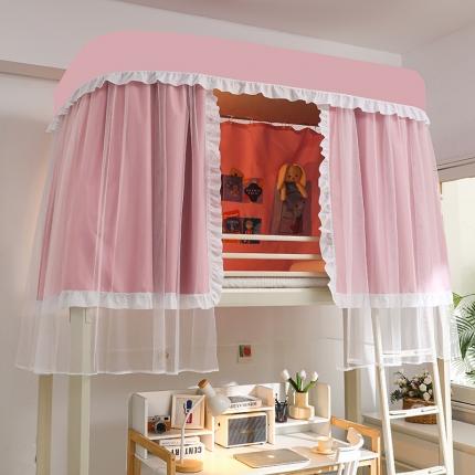 91家纺网 家纺一手货源 找家纺 （总）安金2024新款涂层99％强遮光学生蚊帐床帘一体学生轨道纯色花边