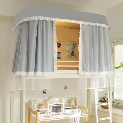 91家纺网 家纺一手货源 找家纺 （总）安金2024新款涂层99％强遮光学生蚊帐床帘一体学生轨道纯色花边