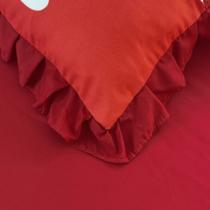 91家纺网 家纺一手货源 找家纺 艺玲 2023新款韩式蝴蝶结花边斜纹加厚磨毛床裙床单四件套 爱意永恒