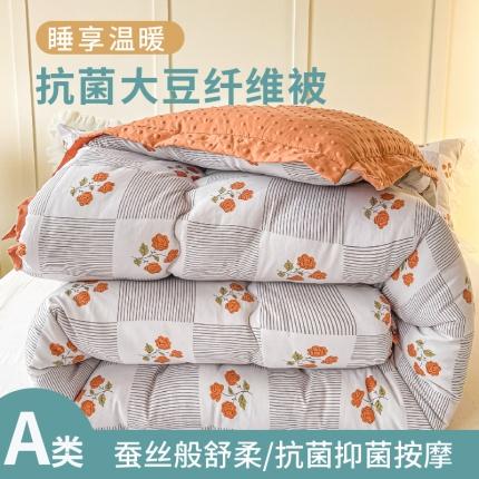 91家纺网 家纺一手货源 找家纺 缦卡琳 2023新款3D按摩拼角豆豆被保暖冬被 格调玫瑰