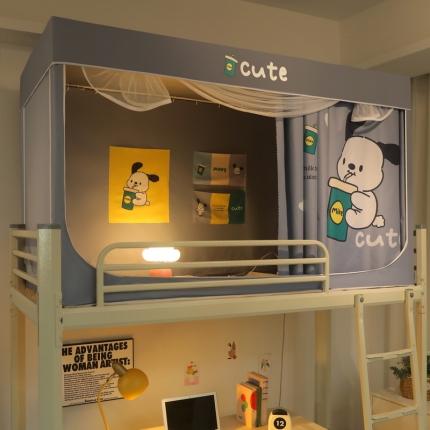 91家纺网 家纺一手货源 找家纺 夏彩 88576数码涂印学生上下铺三开门可伸缩拉链蚊帐 幸福狗灰