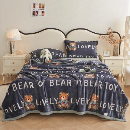 91家纺网 家纺一手货源 找家纺 雅萱 2024新款牛奶绒盖毯子毛毯午睡毯保暖加厚 love熊