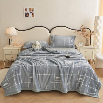 91家纺网 家纺一手货源 找家纺 雅萱 2024新款牛奶绒盖毯子毛毯午睡毯保暖加厚 胡子格