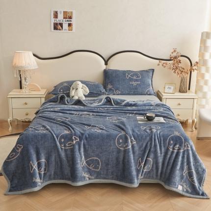 91家纺网 家纺一手货源 找家纺 雅萱 2024新款牛奶绒盖毯子毛毯午睡毯保暖加厚 小金鱼