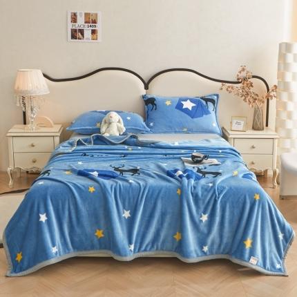 91家纺网 家纺一手货源 找家纺 雅萱 2024新款牛奶绒盖毯子毛毯午睡毯保暖加厚 星辰鹿影