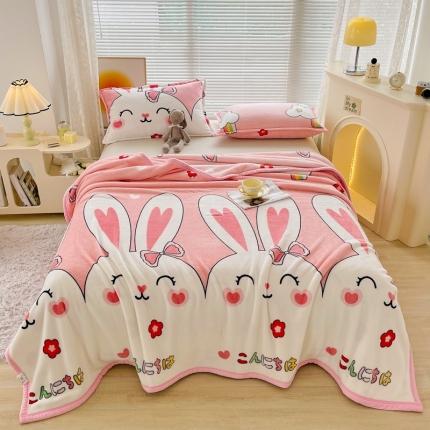 雅萱 2024新款牛奶绒盖毯子毛毯午睡毯保暖加厚 大白兔