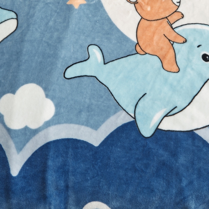 91家纺网 家纺一手货源 找家纺 雅萱 2024新款牛奶绒盖毯子毛毯午睡毯保暖加厚 海豚和熊