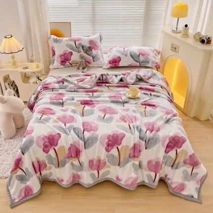 雅萱 2024新款牛奶绒盖毯子毛毯午睡毯保暖加厚 花枝蔓