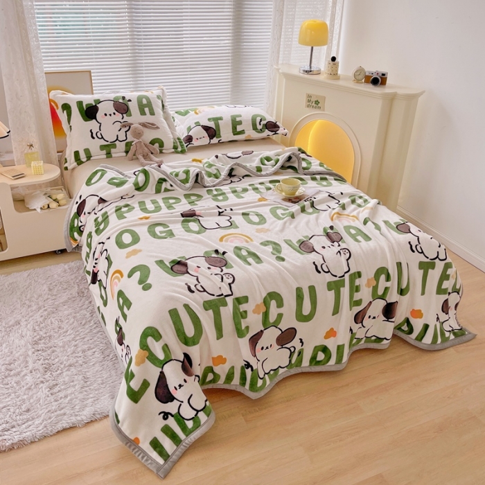 91家纺网 家纺一手货源 找家纺 雅萱 2024新款牛奶绒盖毯子毛毯午睡毯保暖加厚 汪汪