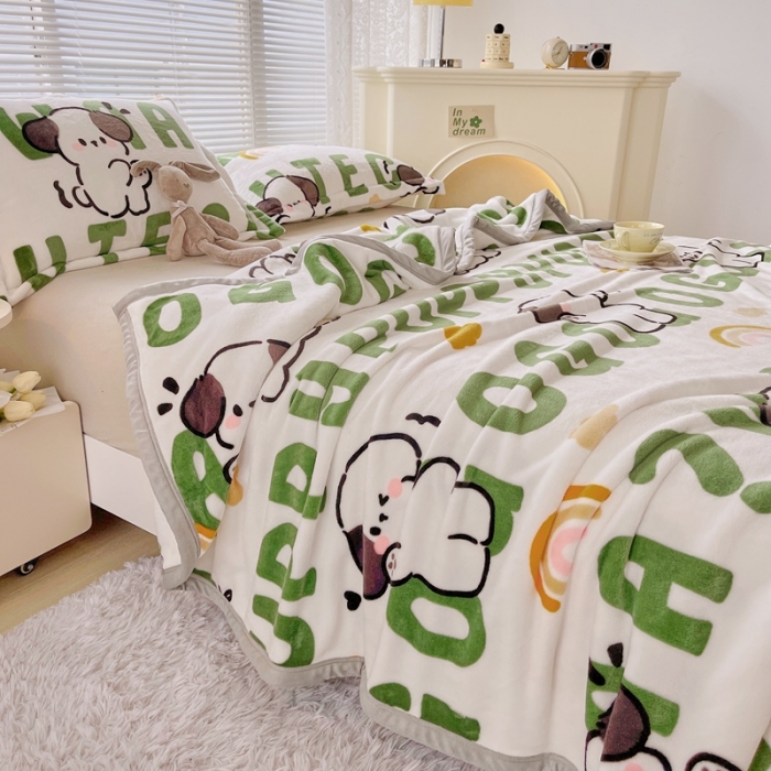 91家纺网 家纺一手货源 找家纺 雅萱 2024新款牛奶绒盖毯子毛毯午睡毯保暖加厚 汪汪