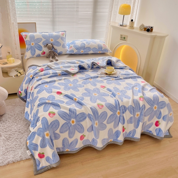 91家纺网 家纺一手货源 找家纺 雅萱 2024新款牛奶绒盖毯子毛毯午睡毯保暖加厚 小情调