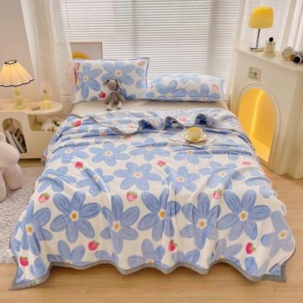 雅萱 2024新款牛奶绒盖毯子毛毯午睡毯保暖加厚 小情调