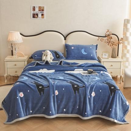 雅萱 2024新款牛奶绒盖毯子毛毯午睡毯保暖加厚 星空