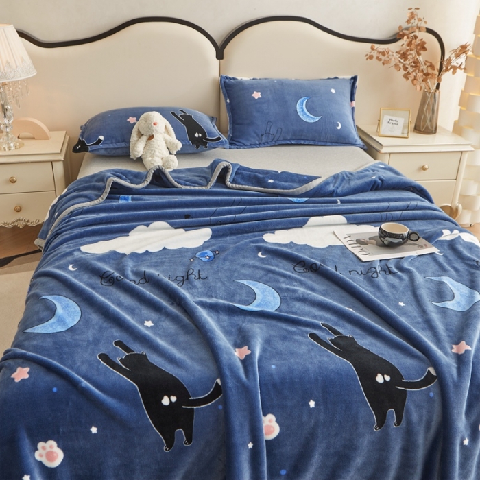 91家纺网 家纺一手货源 找家纺 雅萱 2024新款牛奶绒盖毯子毛毯午睡毯保暖加厚 星空