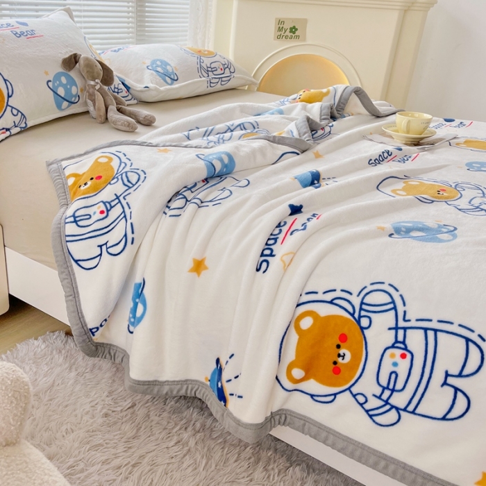 91家纺网 家纺一手货源 找家纺 雅萱 2024新款牛奶绒盖毯子毛毯午睡毯保暖加厚 宇航员