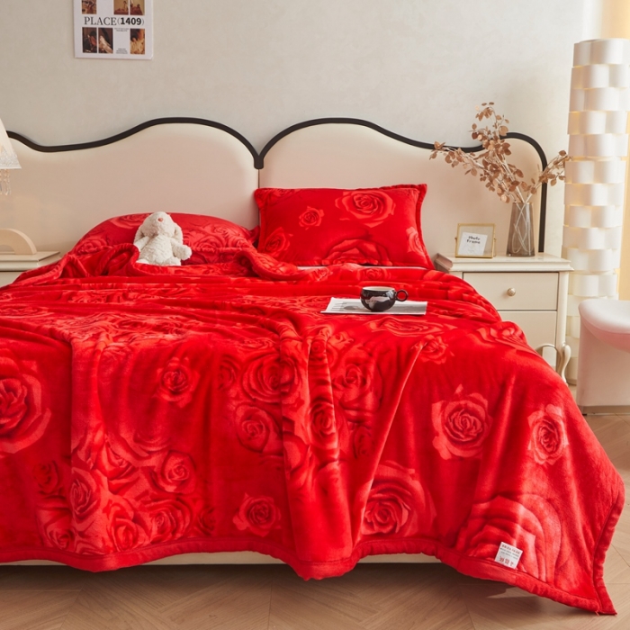 91家纺网 家纺一手货源 找家纺 雅萱 2024新款牛奶绒盖毯子毛毯午睡毯保暖加厚 真爱一生