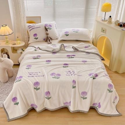雅萱 2024新款牛奶绒盖毯子毛毯午睡毯保暖加厚 紫丁香