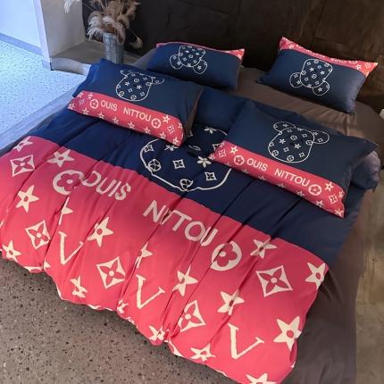 91家纺网 家纺一手货源 找家纺 丽斐纺织 2023新款双面磨毛数码印花四件套 磨毛熊出没