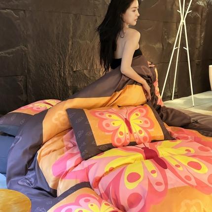 丽斐纺织 2023新款双面磨毛数码印花四件套 磨毛碟中碟