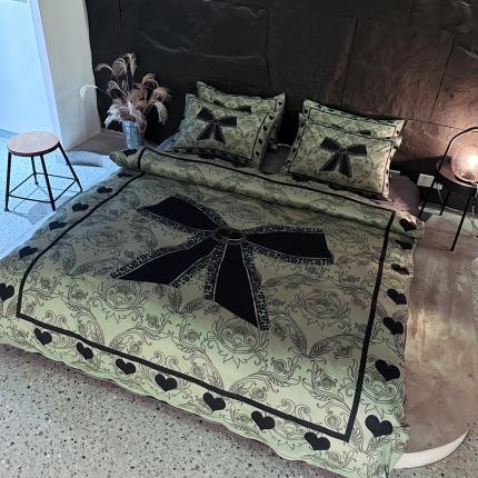 丽斐纺织 2023新款双面磨毛数码印花四件套 磨毛绿色心情