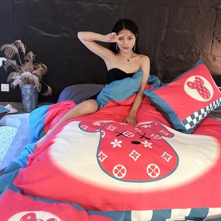 丽斐纺织 2023新款双面磨毛数码印花四件套 磨毛美式熊